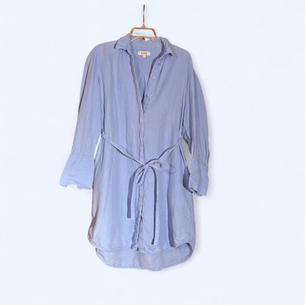 Cos Women's Periwinkle Linen Shirt Dress - Small